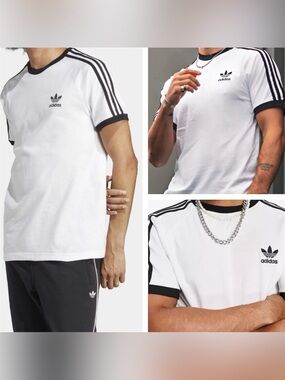 Adidas Originals Men’s 2XL White Black 3-Stripes Trefoil T-Shirt